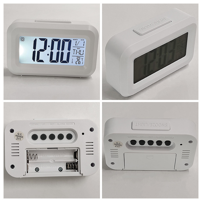 New LED digital alarm clock with temperature display, bedroom office use smart induction backlight