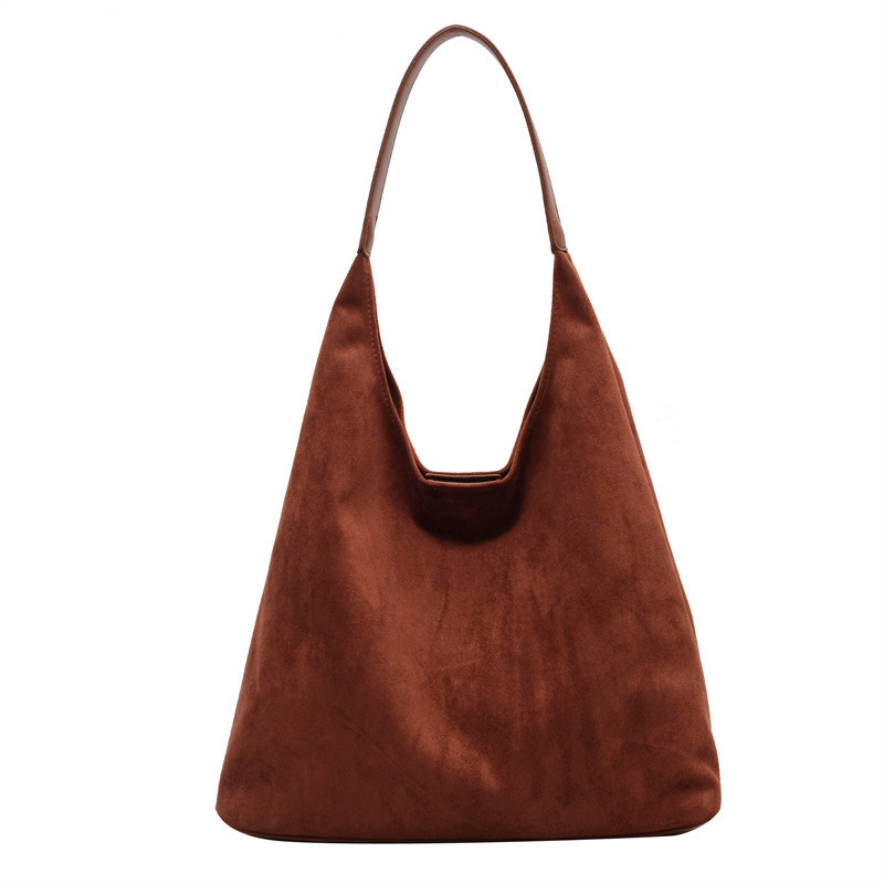 Leisure commuting large capacity bag women's 2024 new autumn winter deerskin velvet tote bag niche single shoulder bag