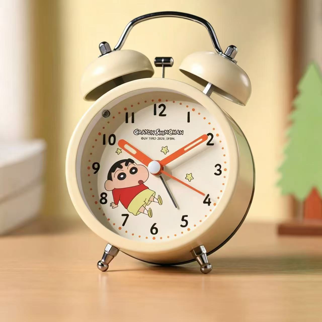 Original crayon metal ringing alarm clock children bedroom learning use silent cartoon fluorescent ringing alarm clock