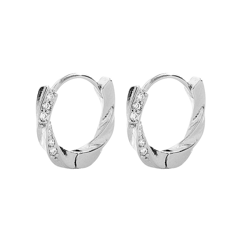Super Sparkle Zircon Mobius Ear Cuff Simple Geometric Diamond Twist Hoop Earring