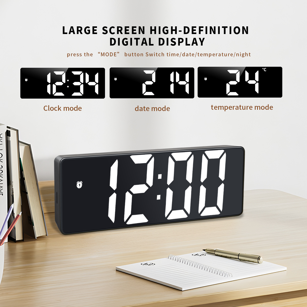 New LED mirror modern minimalist electronic alarm clock student desktop smart new large screen alarm clock