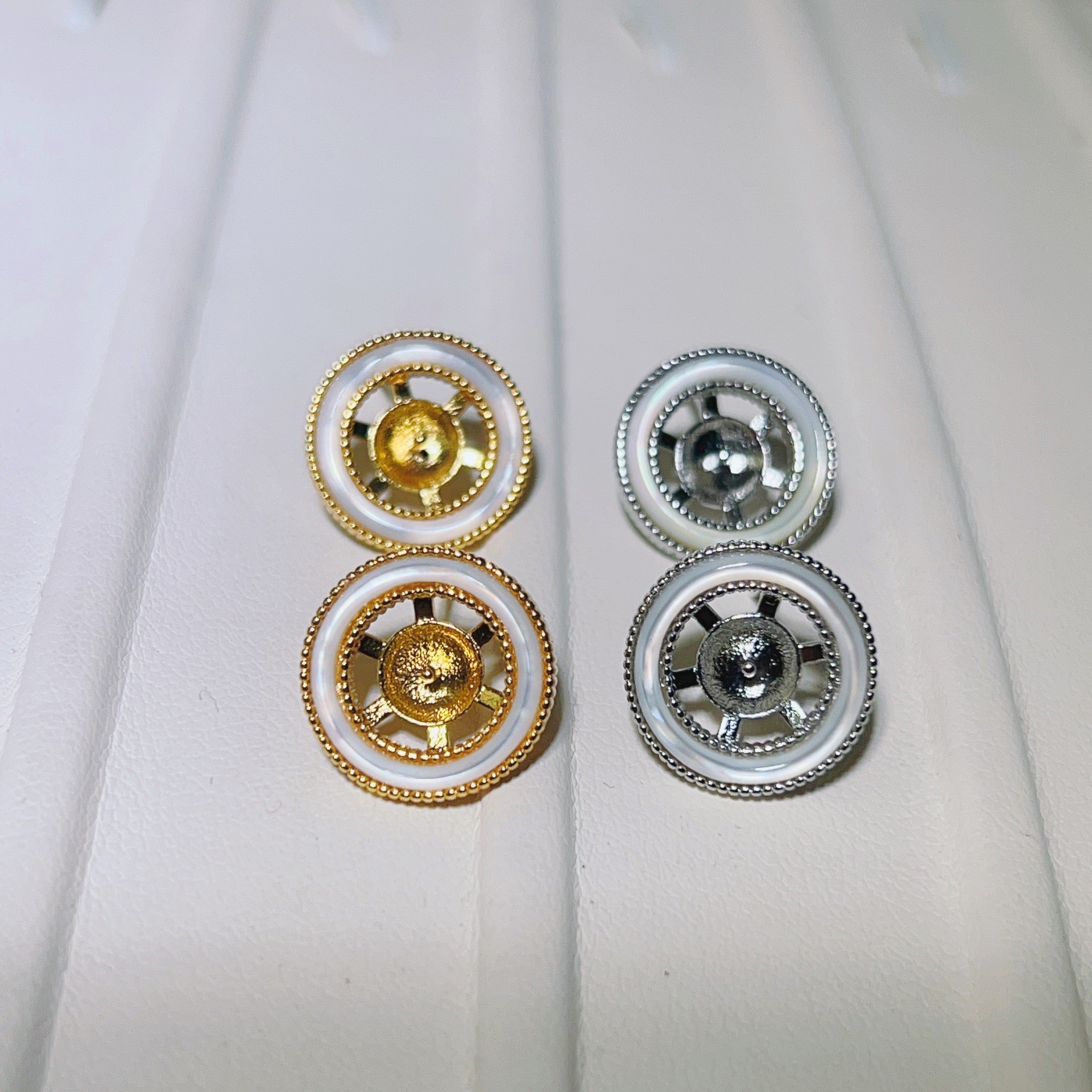 Real Gold Electroplated 18K Gold-Plated Zircon Pearl Earrings Empty Mount Natural Mother-of-Pearl Handmade DIY Pearl Earrings Accessories for Women