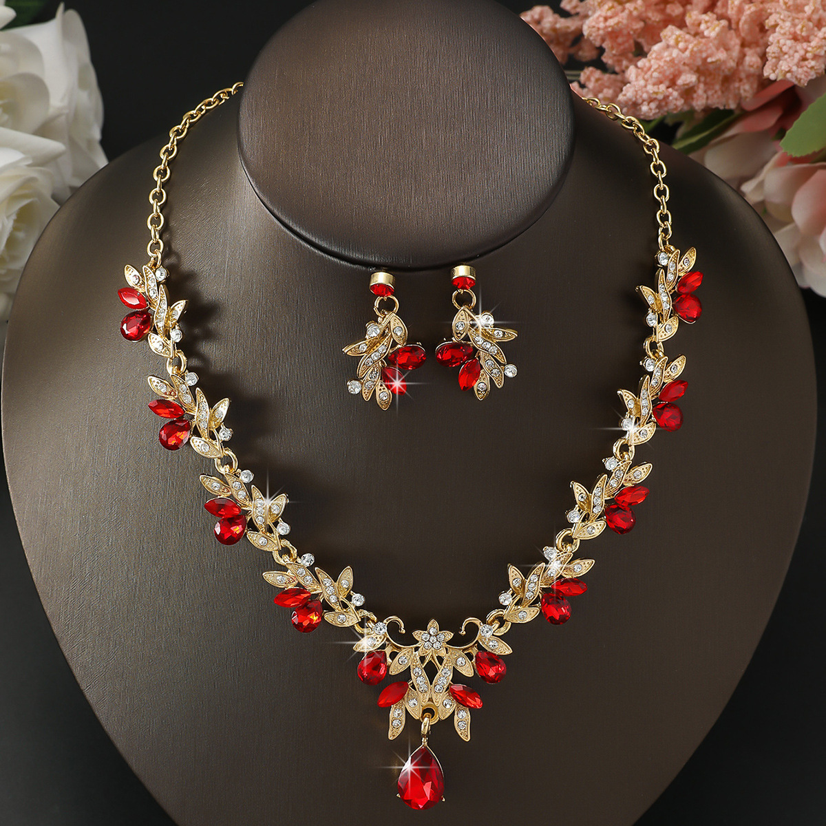 Jewelry Set Multicolor Necklace Earrings Two-Piece Wedding Banquet Accessories