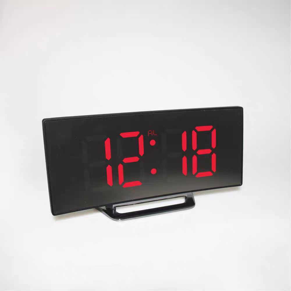 Curved electronic clock large screen LED clock mirror clock silent alarm clock 6507