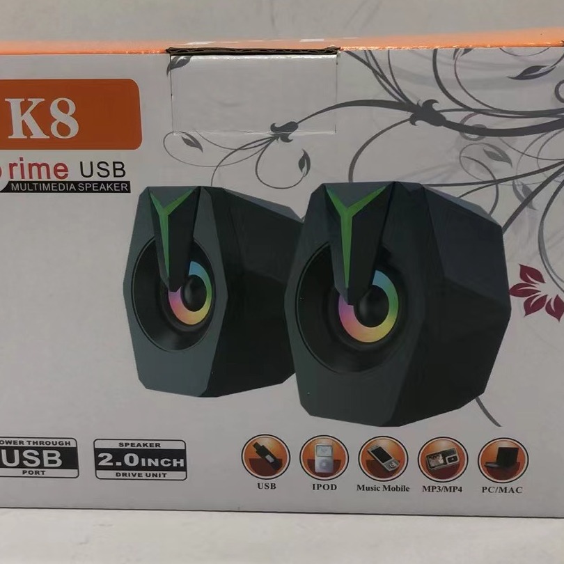 New RGB Light Speaker Desktop Home Computer Notebook Multimedia Wired USB Subwoofer Speaker