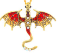 Colorful Enamel Dragon Brooch Women Flying Dragon Men Suit Pin Accessory Necklace