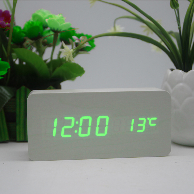 Gift Student Night Light Digital Alarm Clock Silent Smart LED Electronic Clock Multifunctional Wooden Clock
