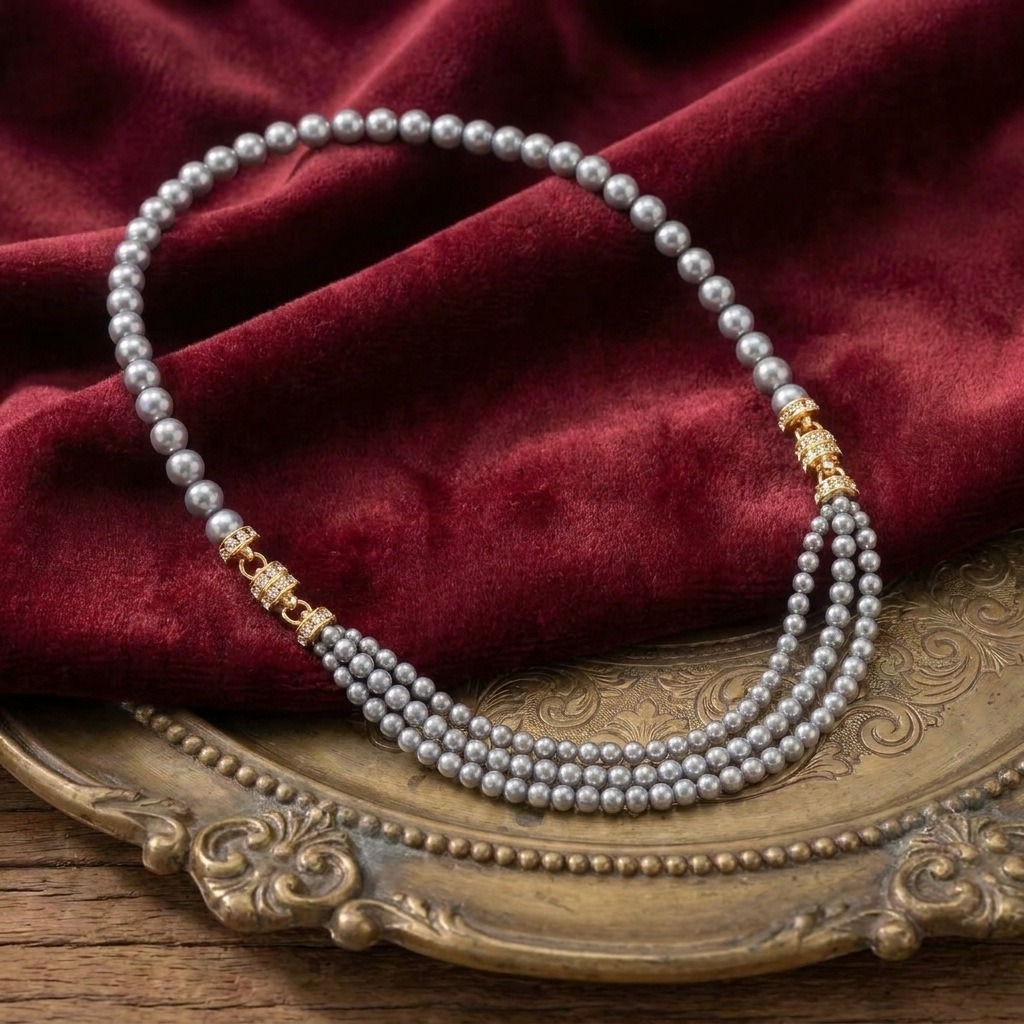 Qingdao vintage multi-layer pearl necklace long tassel choker