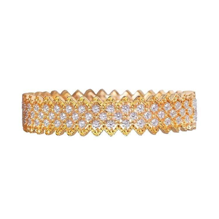 New Italian Wire Full Diamond Mesh Bracelet Lace Edge Hollow Starburst Jewelry