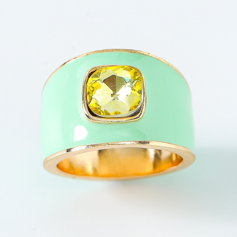 Kenjie SS2024 summer enamel rhinestone seal ring for women joyful colorful ring