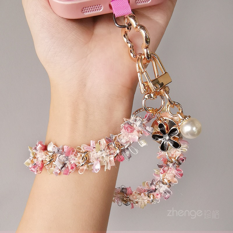 Phone strap women's fairy lace twisted chain wrist rope small fragrance style outdoor travel outing