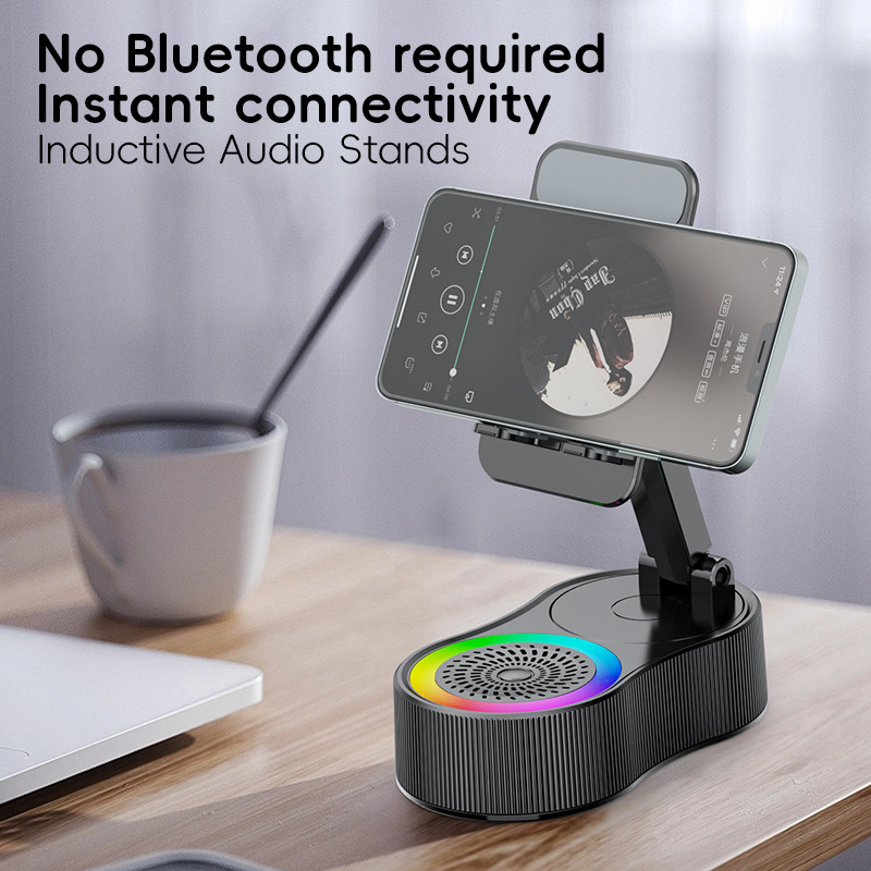 Smart Induction Phone Holder Wireless Bluetooth Speaker Home Office Live Streaming Charging Five-in-One Audio