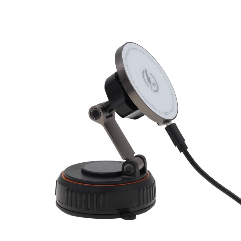 Qi 2nd Gen 25W Zinc Alloy Magnetic Wireless Charger with Glue Vacuum Rotating Suction Cup Car Charging Stand
