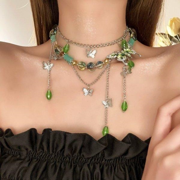 New Exaggerated Irregular Love Pendant Necklace Simple Round Bead Necklace