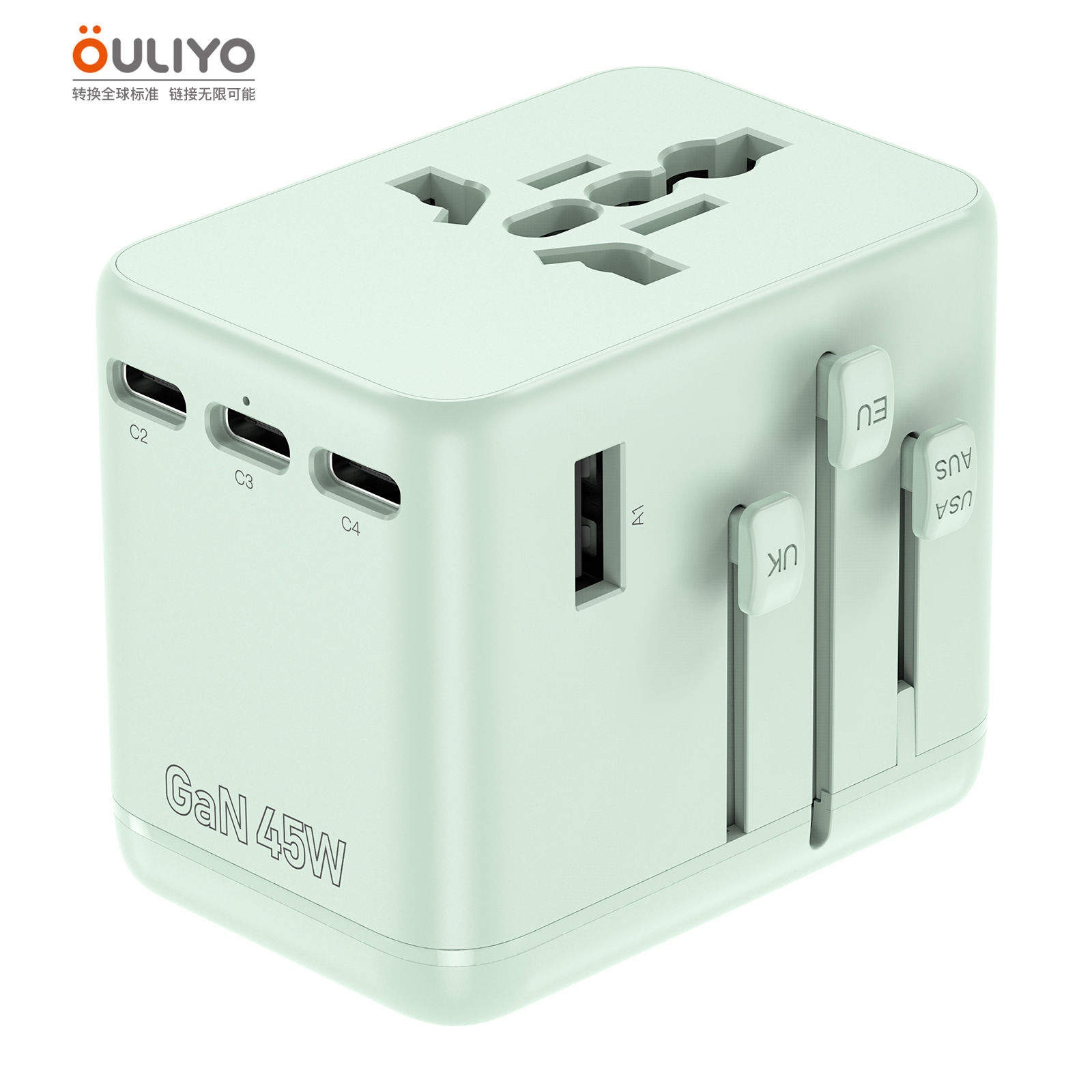 Global Universal Pocket GaN45W Travel Plug Converter Socket Multi-function PD Socket Fast Charging Adapter Plug