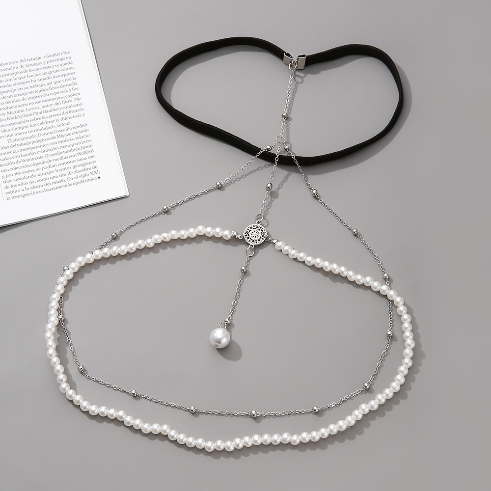 Exaggerated Simple Multi-Layer Pearl Chain Leg Chain Long Leg Chain Accessories
