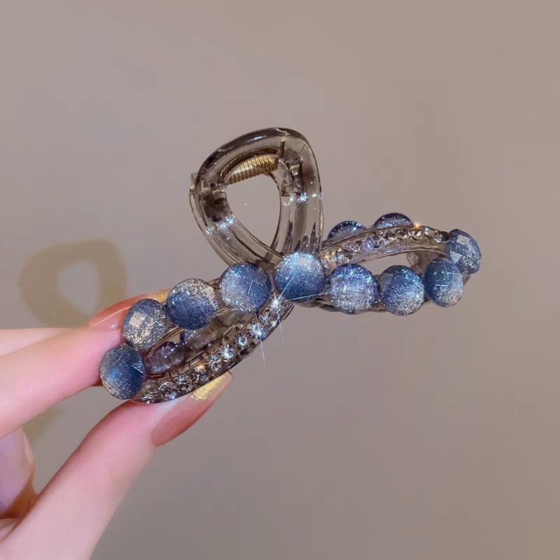45#蝴蝶结渐变星空蓝色圆片拼接水钻约9.5cm