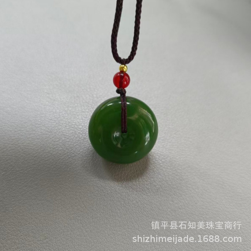 Xinjiang Tianyu Substitute Pendant Peace Button White Chalcedony Outer Mongolia Material Spinach Green Jasper Pendant Crafts