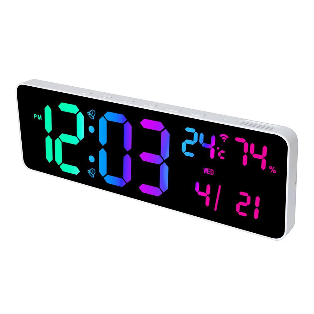 Digital Wall Clock Auto Time Bluetooth Smart Light Sensor Snooze Alarm Countdown Electronic Calendar Clock RGB Clock