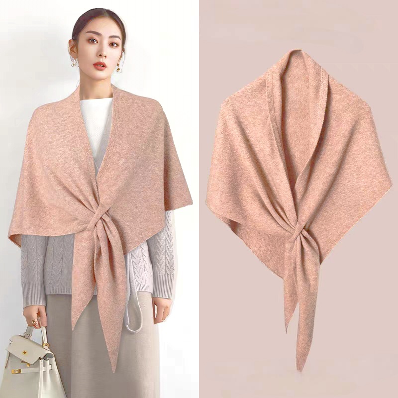 Outing wool triangle scarf women autumn and winter neck protection warm scarf solid color large shawl air-conditioned room outer wear