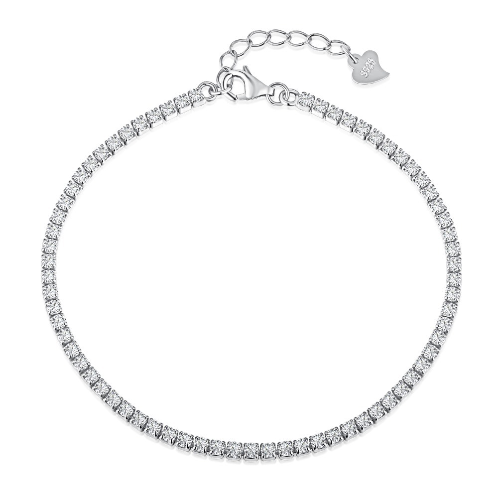 New S925 sterling silver tennis bracelet for women, hand-set zircon luxury square diamond chain hand accessories