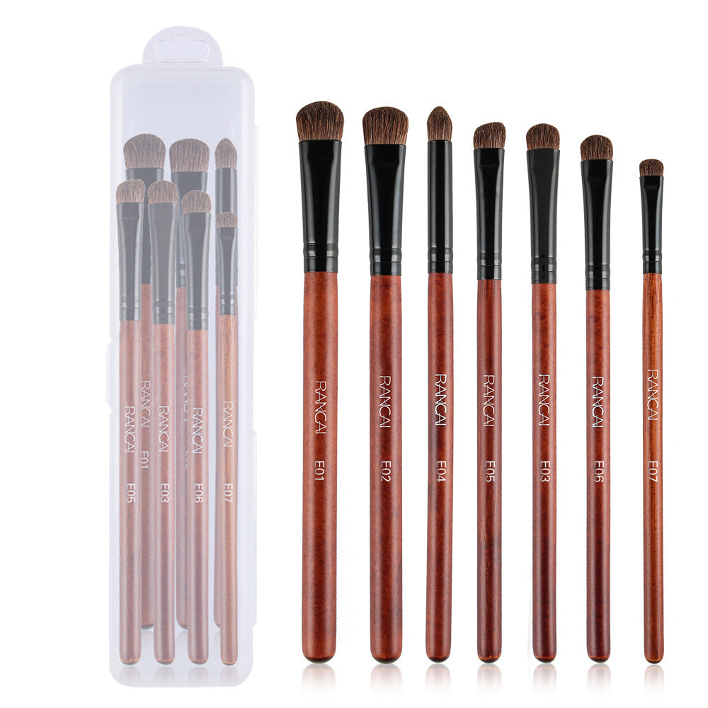 7 Pieces Makeup Brush Set Portable Horse Hair Eyeshadow Brush Eye Makeup Brush Cosmetic Tool Animal Hair Eye Brush