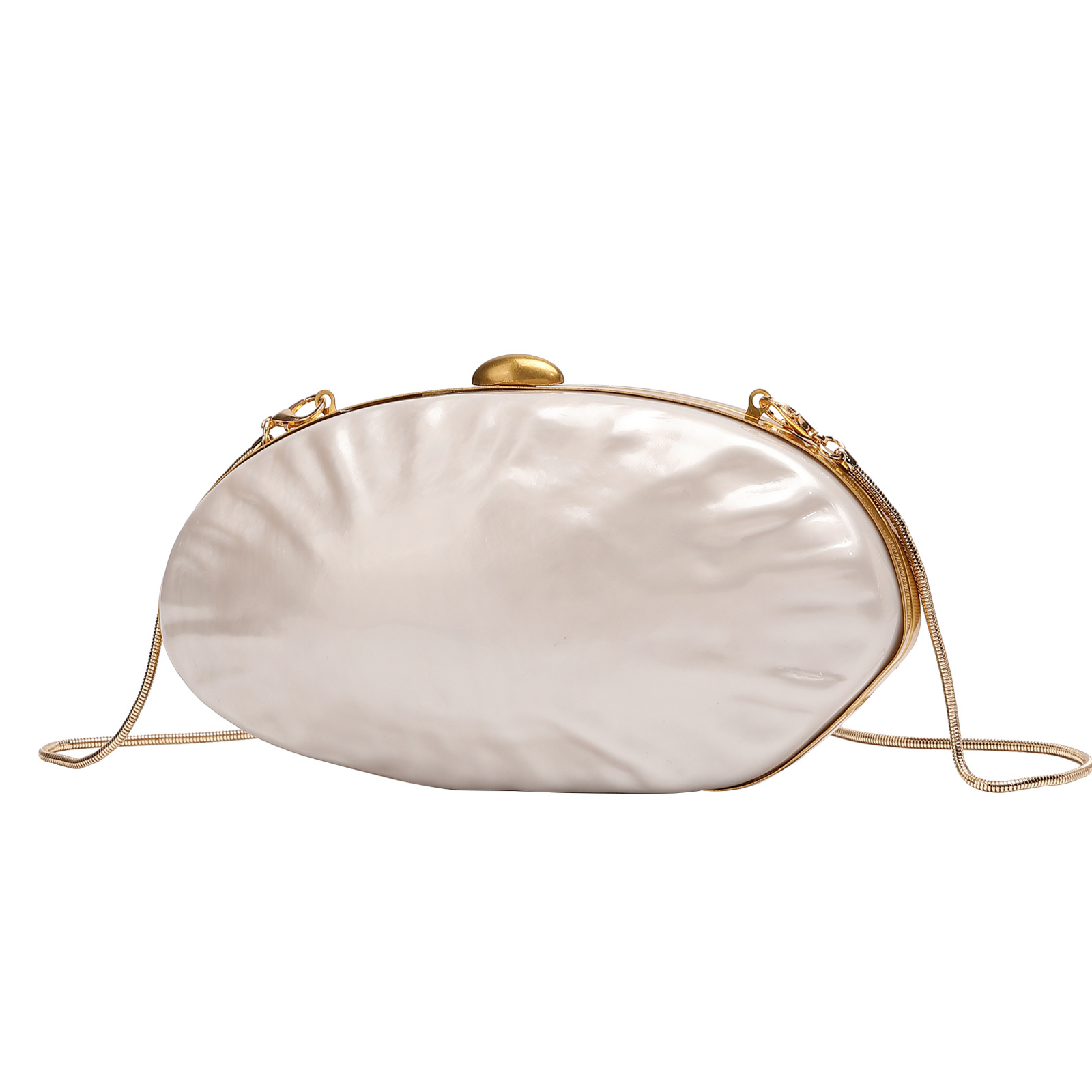 2025 New Shell Egg Acrylic Clutch Bag Evening Bag Banquet Party Evening Dress Bag Chain Women's Bag