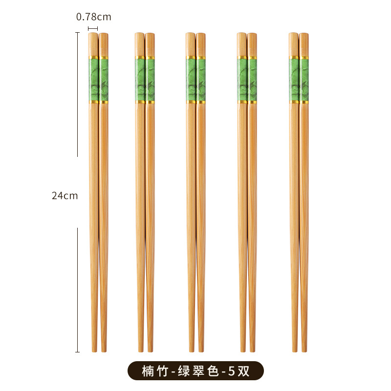 Printed bamboo chopsticks not easy to mold easy to clean household five-color chopsticks serving chopsticks easy to clean tableware
