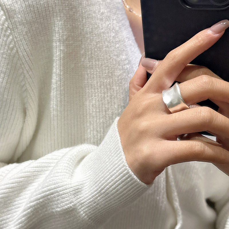 S925 sterling silver niche matte Matsunae Kei ring outfit ring