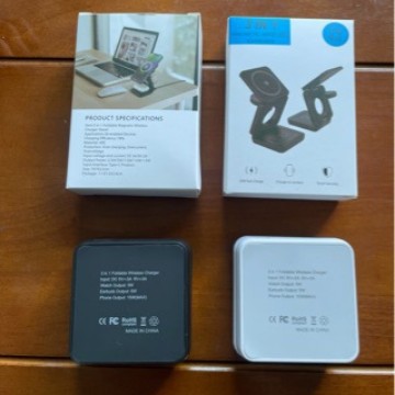 Magnetic Wireless Charger 3-in-1 Foldable for Apple Huawei Wireless Fast Charging Phone Stand