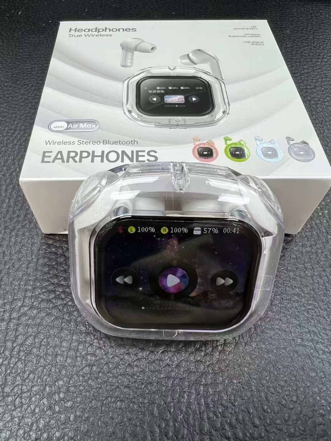 AIR MAX Bluetooth Earphones LCD Touch Color Screen In-ear Transparent Noise Reduction Ultra-long Battery Life Sports Earphones