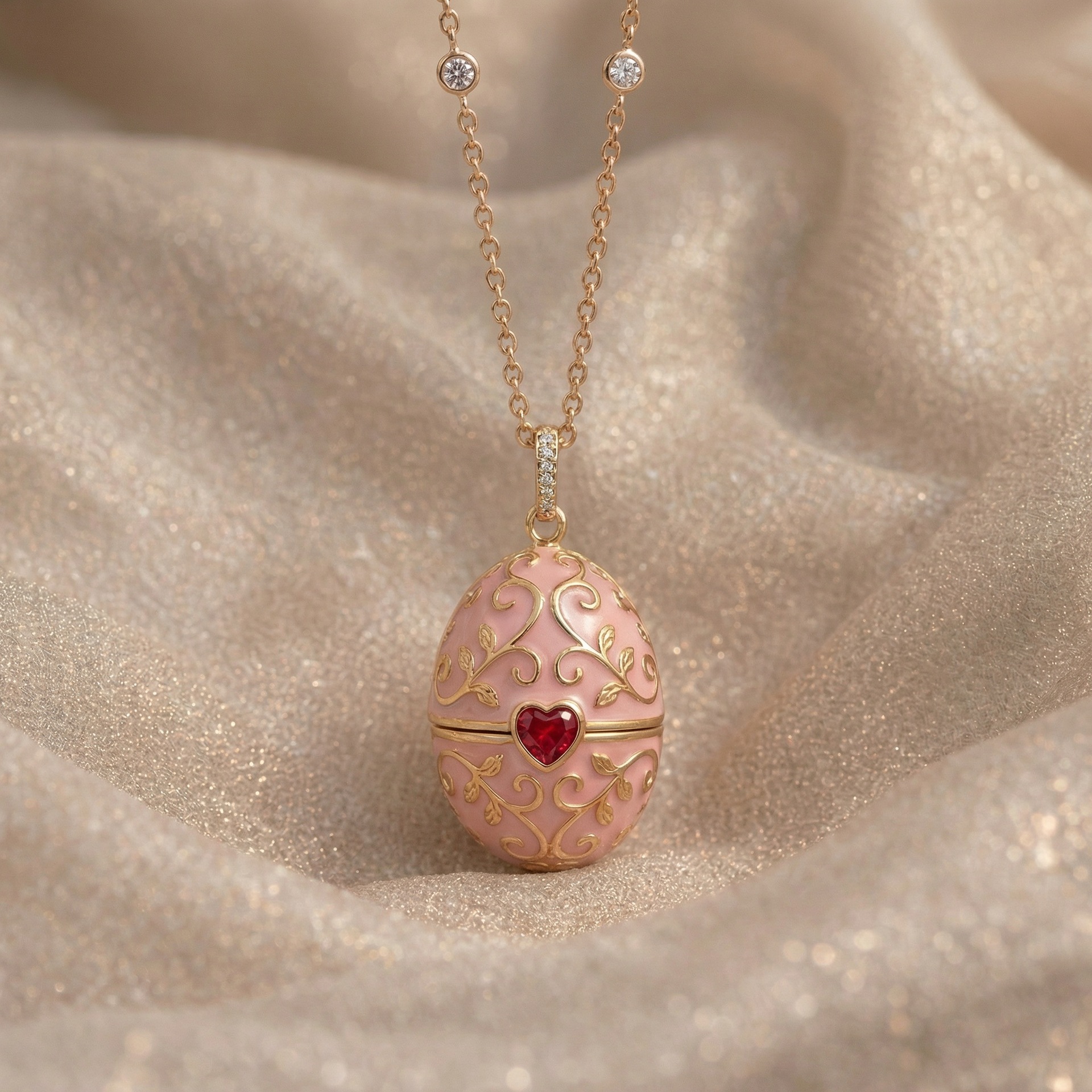 New pink-toned colorful necklace with openable design, Mother's Day gift niche necklace