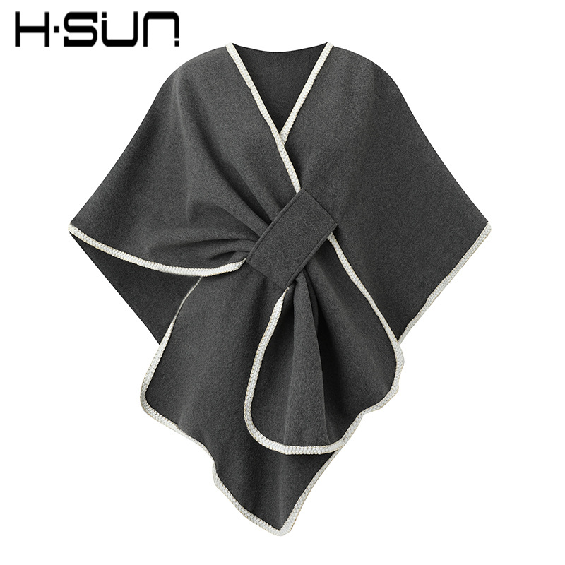 Street New Women's Knit Cardigan Cape Poncho Cheongsam Mid-Length