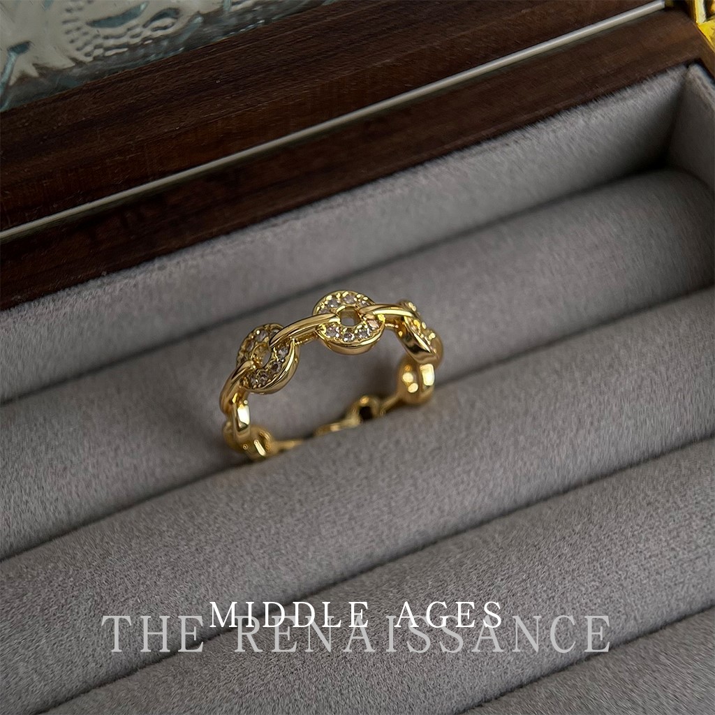 Vintage Sparkling Zircon Gold Open Ring Collection Wind Hand Jewelry