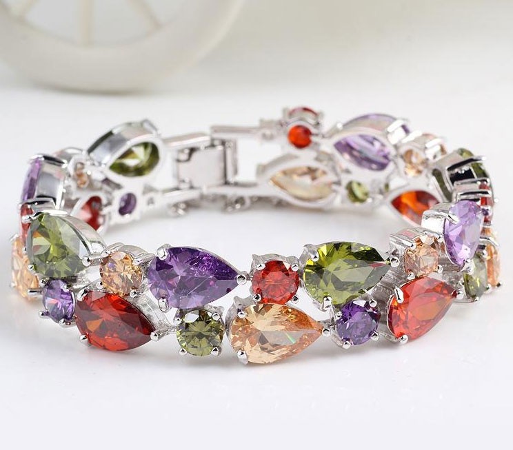 Colorful zircon bracelet series women copper bracelet micro-set zircon luxury jewelry