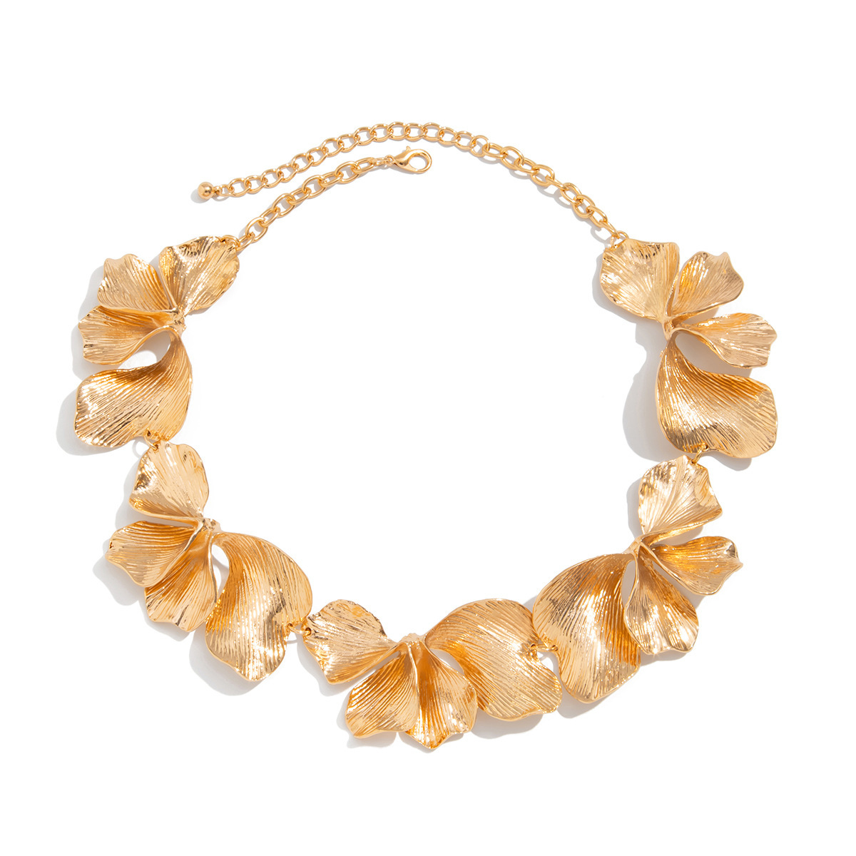 Metallic Texture Flower Collar Necklace Simple Minimalist for Women