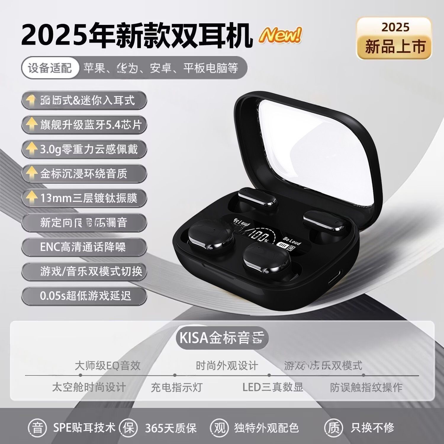 Q28-Q9-Q16 Twin Dual Earphones Clip-on In-ear 2-in-1 Wireless Bluetooth Earphones