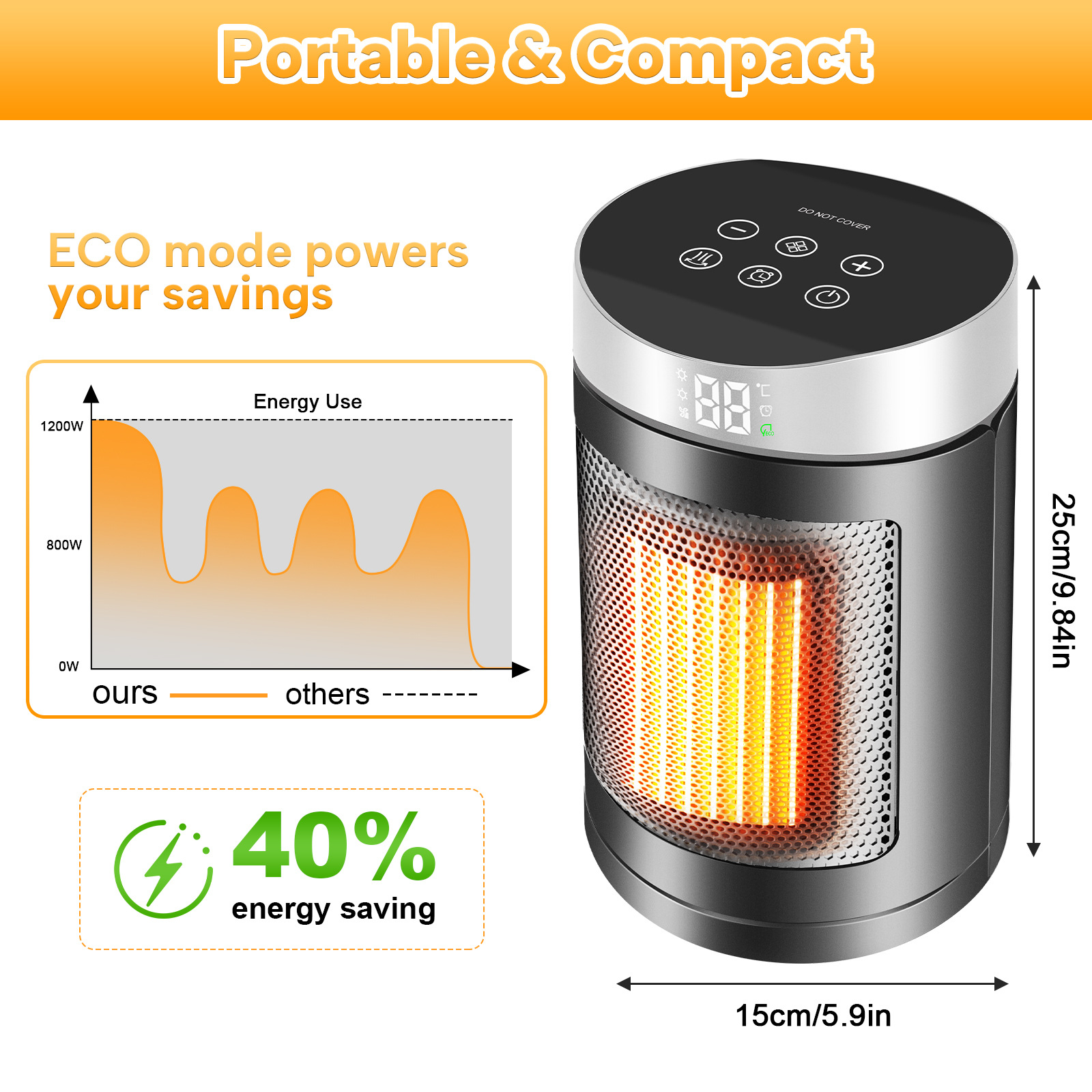New Heater Household Energy-Saving Oscillating Digital Display Remote Control Electric Heater Office Desktop High-Power Heater