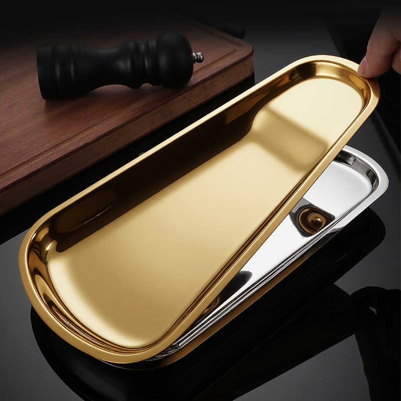 Self-service clip plate gold stainless steel plate holder food clip vegetable clip tray spoon plate restaurant tableware utensil