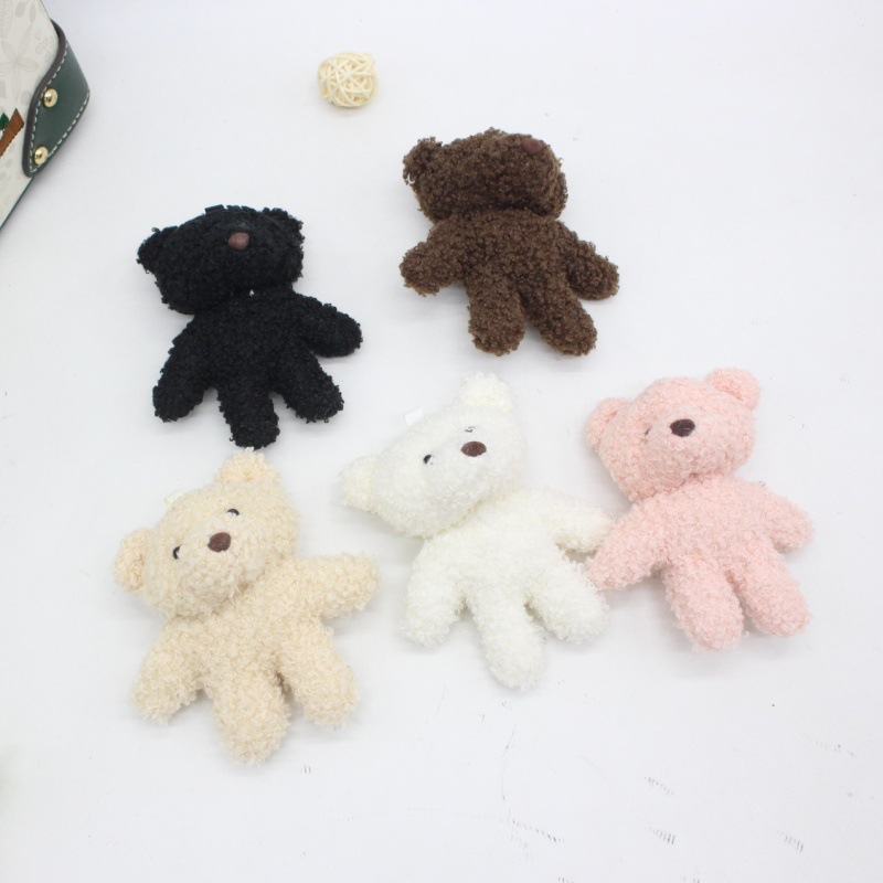 New Cartoon Cute Curly Teddy Bear Plush Keychain Bag Charm Decoration Clothes Shoes Accessories