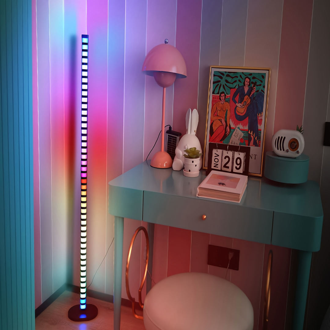 RGB Sound Pickup Rhythm Light APP Voice Control LED for Bedroom Living Room Corner Light Splicing 1.2m Floor Atmosphere Light Strip