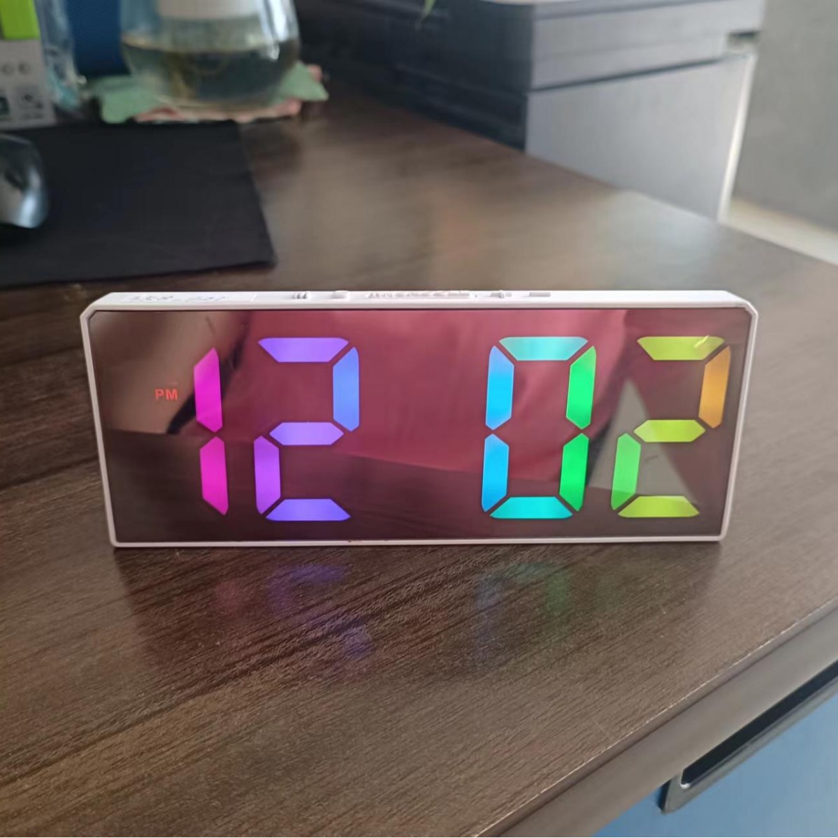 Simple large screen alarm clock LED mirror electronic multi-function student clock