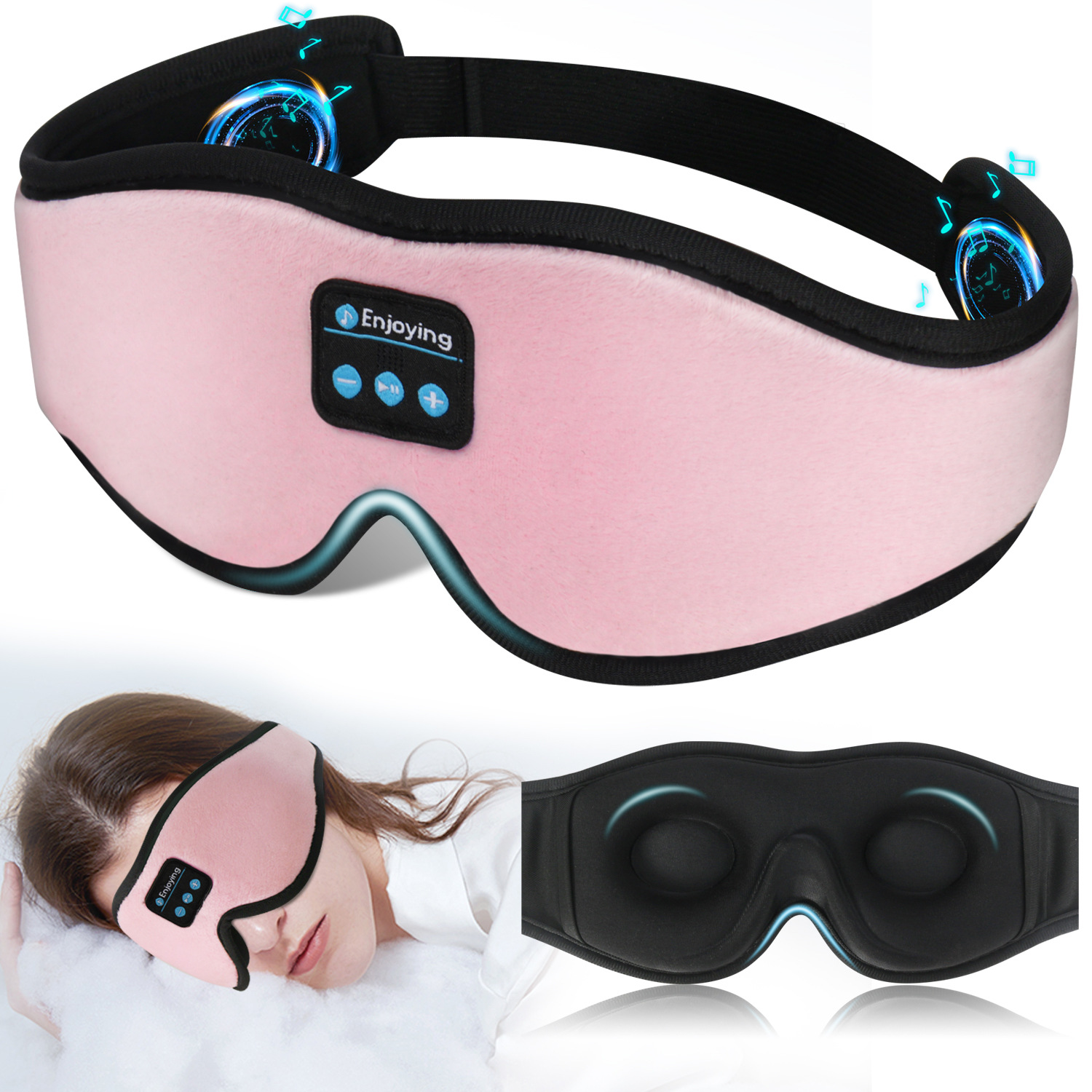 3D Stereo Bluetooth Sleep Eye Mask Wireless Light-blocking Memory Foam Waterproof Stereo Set