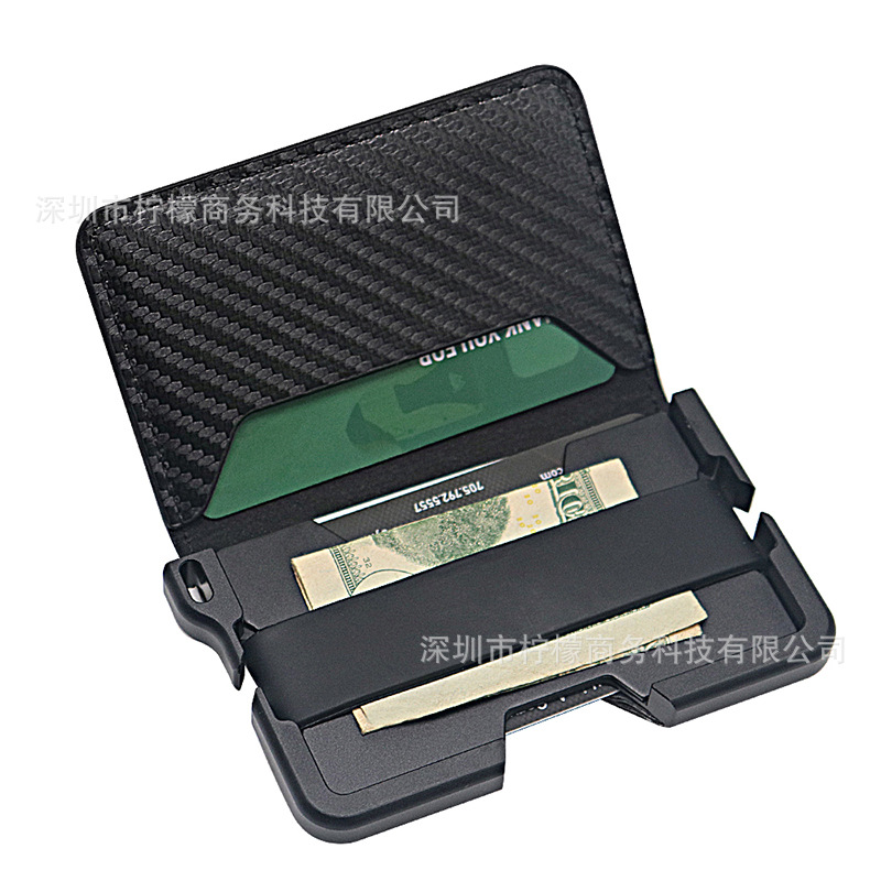 Aluminum Alloy Flip Leather Wallet RFID Anti-theft Shielding Money Clip Men's Wallet