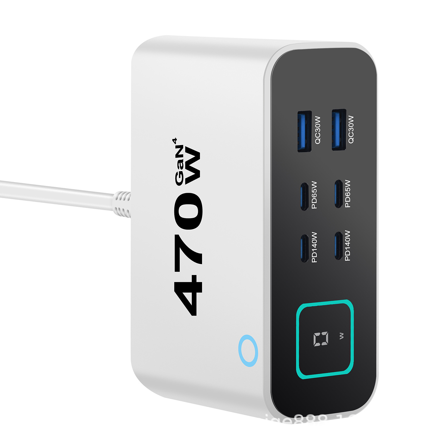 New TFT Display Desktop Charger Multi-Function Charger GaN PD3.1 Fast Charger 140W Multi-Port Fast Charger 470W