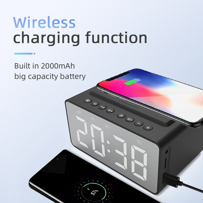Bluetooth speaker new wireless charging clock LED alarm clock audio new wireless charging Bluetooth speaker