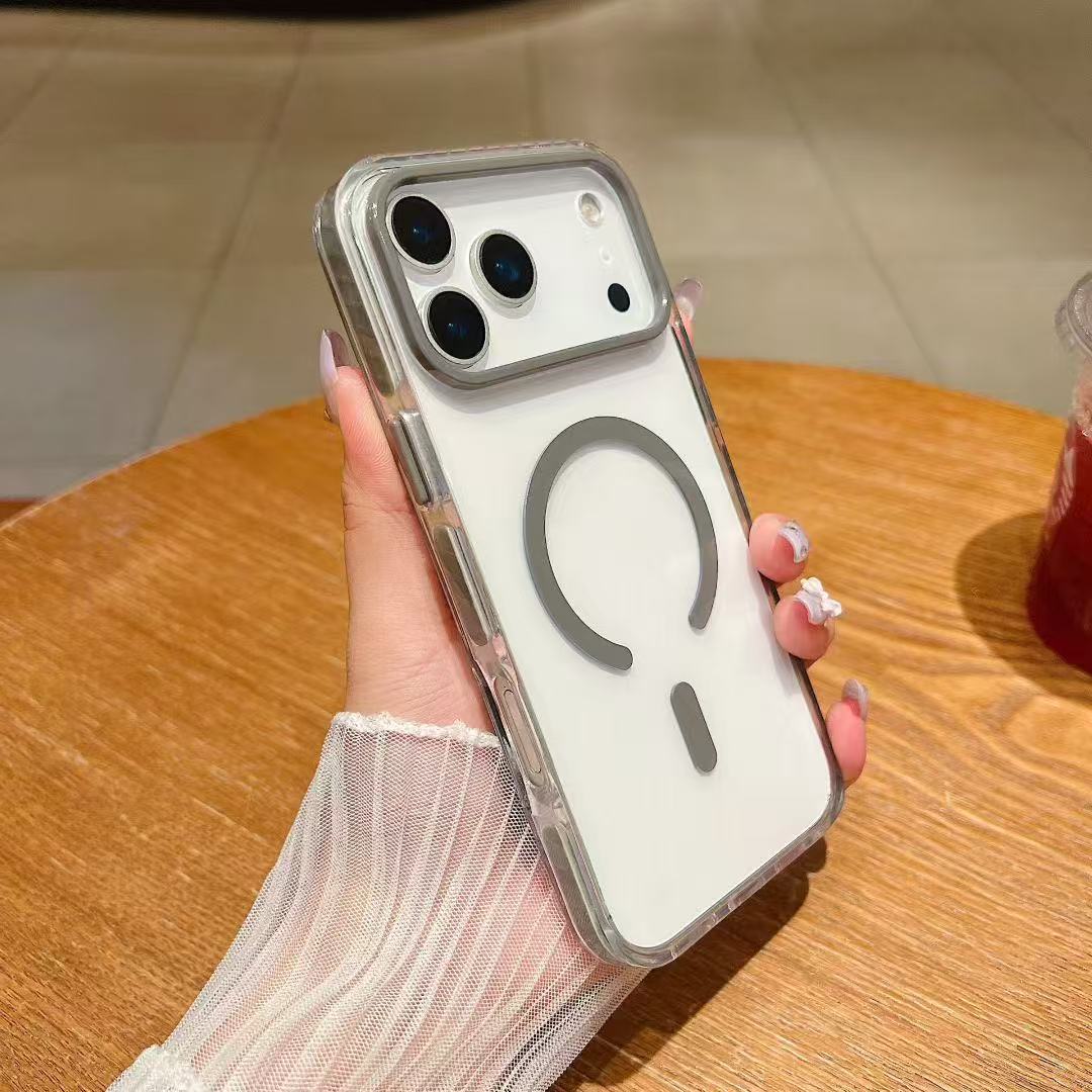Japan and Korea good quality compatible with Apple 17 two-color 2.0 acrylic half ring magnetic wireless charging phone case