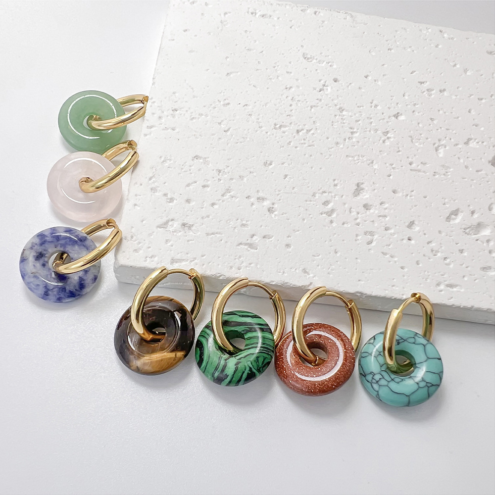 Stainless Steel and Natural Stone "Peace Knot" Hoop Earrings—Simple and Elegant Earrings