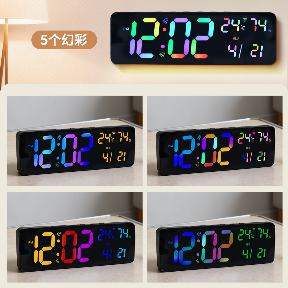 Digital Wall Clock Auto Time Bluetooth Smart Light Sensor Snooze Alarm Countdown Electronic Calendar Clock RGB Clock