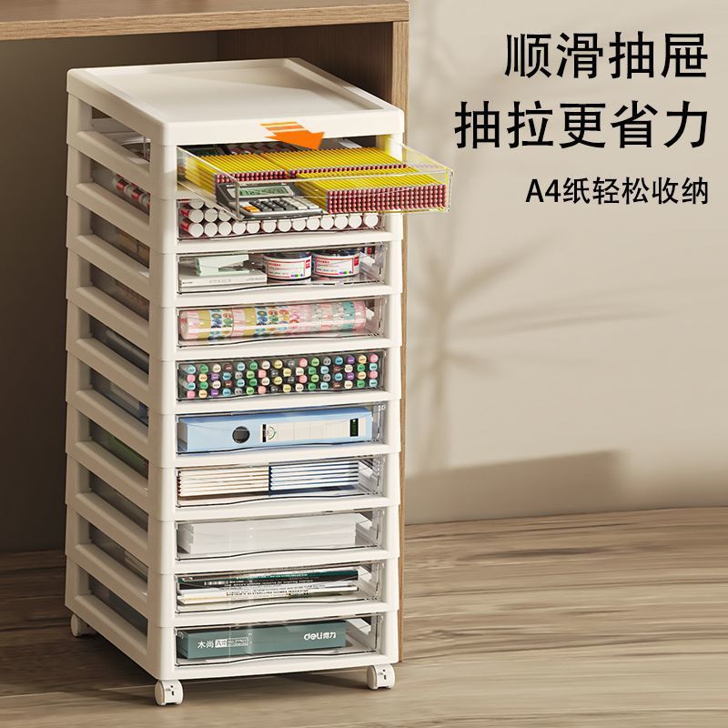 Multi-layer storage rack drawer type knead storage box home under table transparent with wheels storage push cart type shelf